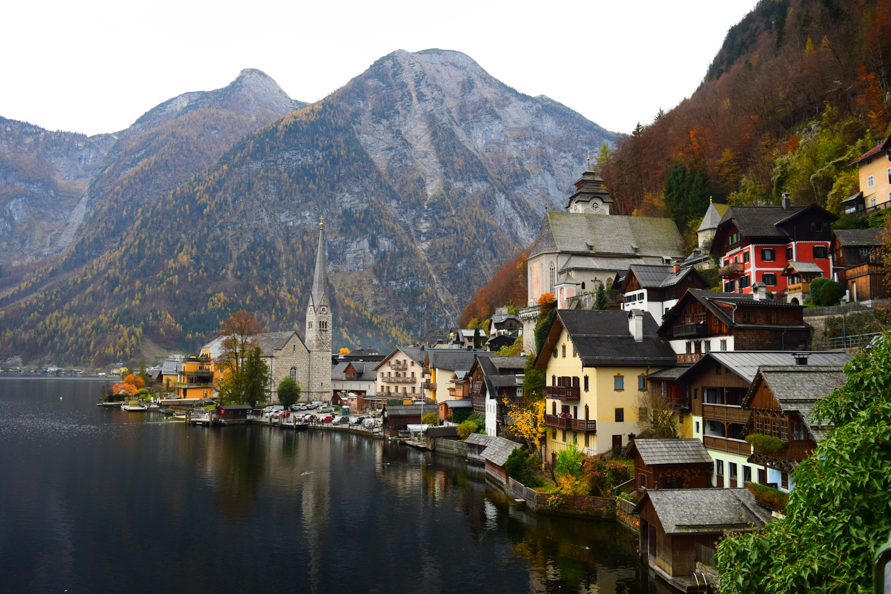 A European lakeside town in the Schengen area